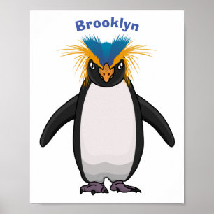 Cute macaroni penguin cartoon poster