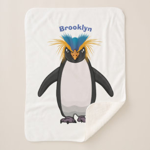 Cute macaroni penguin cartoon sherpa deken