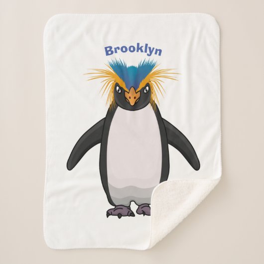 Cute macaroni penguin cartoon sherpa deken (Voorkant)