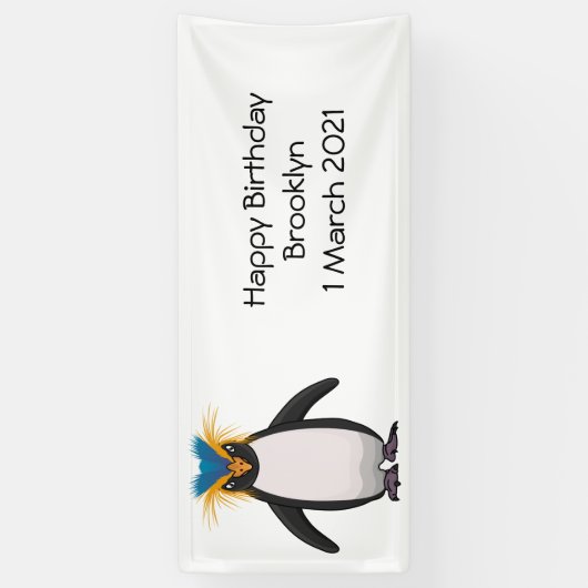 Cute macaroni penguin cartoon spandoek (Verticaal)