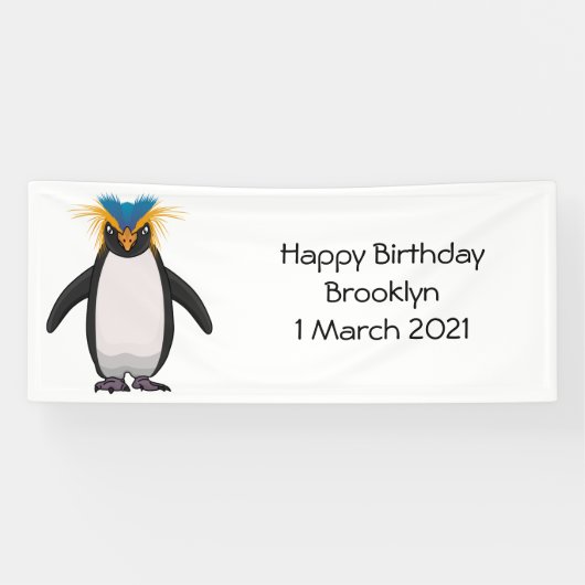 Cute macaroni penguin cartoon spandoek (Horizontaal)