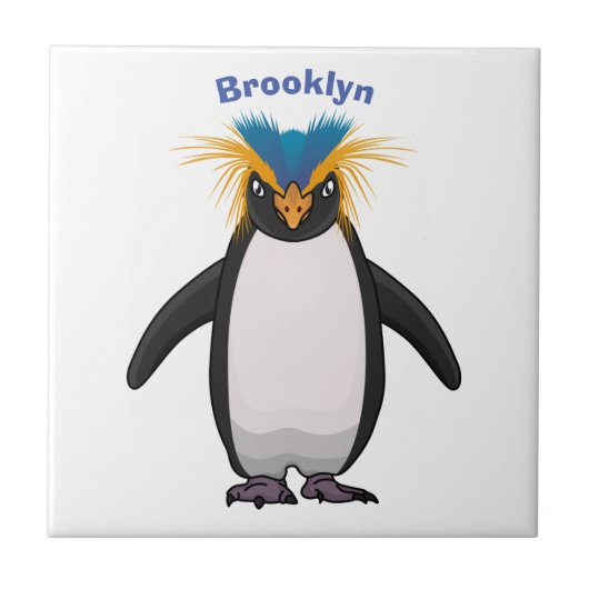 Cute macaroni penguin cartoon tegeltje (Voorkant)
