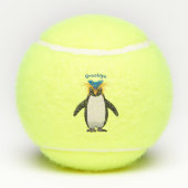 Cute macaroni penguin cartoon tennisballen (Achterkant)