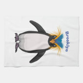 Cute macaroni penguin cartoon theedoek (Horizontaal)