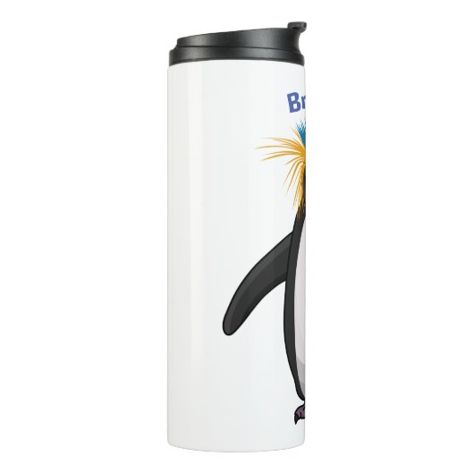 Cute macaroni penguin cartoon thermosbeker (Gedraaid links)