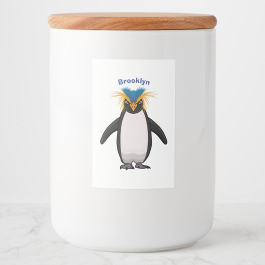 Cute macaroni penguin cartoon voedselcontainer etiket (Voorkant)