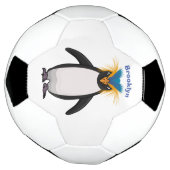 Cute macaroni penguin cartoon voetbal (Gedraaid)