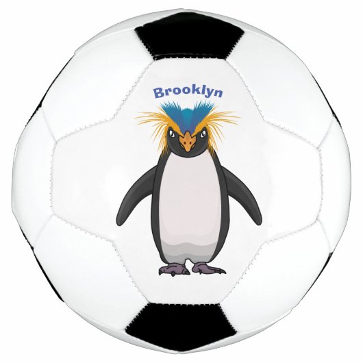 Cute macaroni penguin cartoon voetbal (Voorkant)