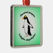 Cute Macaroni Penguin Metalen Ornament (Rechts)