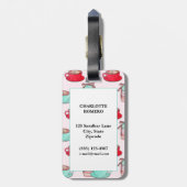 Cute Macarons en Cappuccino | Deegwaren | Monogram Bagagelabel (Achterkant verticaal)