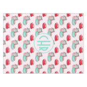 Cute Macarons en Cappuccino | Deegwaren | Monogram Tafelkleed (Voorkant (Horizontaal))