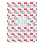 Cute Macarons en Cappuccino | Deegwaren | Monogram Tafelkleed (Voorkant)