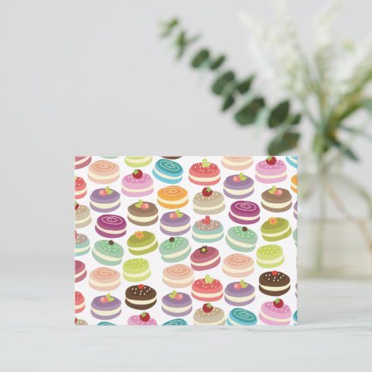 Cute Macarons Pattern Briefkaart (Staand voorkant)