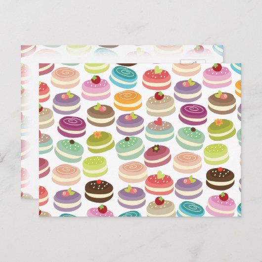 Cute Macarons Pattern Briefkaart (Voorkant / Achterkant)