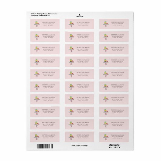 Cute Macarons roze return address Etiket (Full Sheet)
