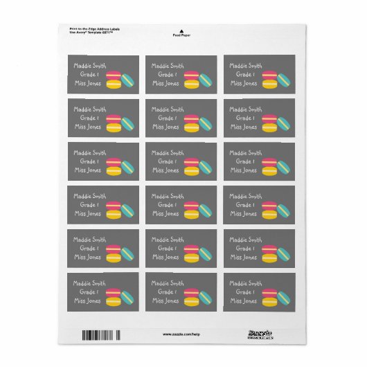 Cute macarons, schatboekjes etiket (Full Sheet)