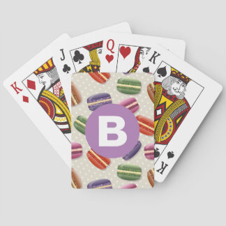 Cute Macaroon Pattern Dotty Lila Monogram Pokerkaarten