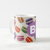 Cute Macaroon Pattern Dotty Purple Monogram Koffiemok (Voorkant links)