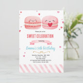 Cute macaroon theme party invitation kaart (Staand voorkant)