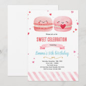 Cute macaroon theme party invitation kaart (Voorkant / Achterkant)