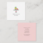 Cute macaroons op cakelstang vierkante visitekaartje (Voorkant / Achterkant)