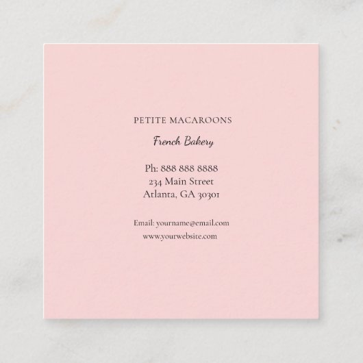 Cute macaroons op cakelstang vierkante visitekaartje (Achterkant)