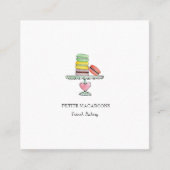 Cute macaroons op cakelstang vierkante visitekaartje (Voorkant)