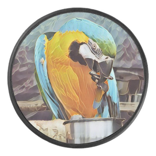CUTE MACAW HOCKEY PUCK (Voorkant)