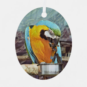 CUTE MACAW METALEN ORNAMENT