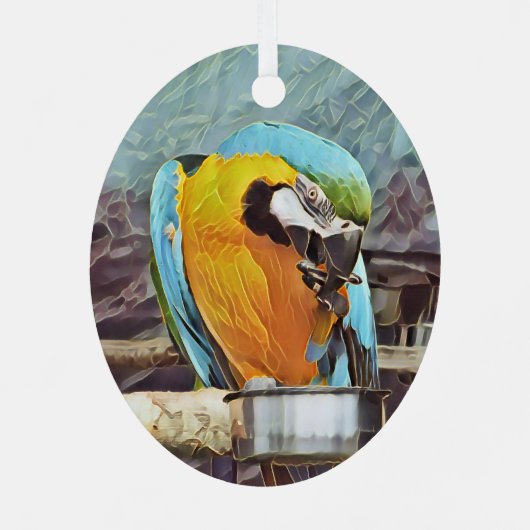 CUTE MACAW METALEN ORNAMENT (Achterkant)