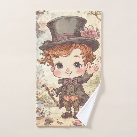 Cute Mad Hatter Whimsical Wonderland Woodland Art Bad Handdoek (Handdoek)