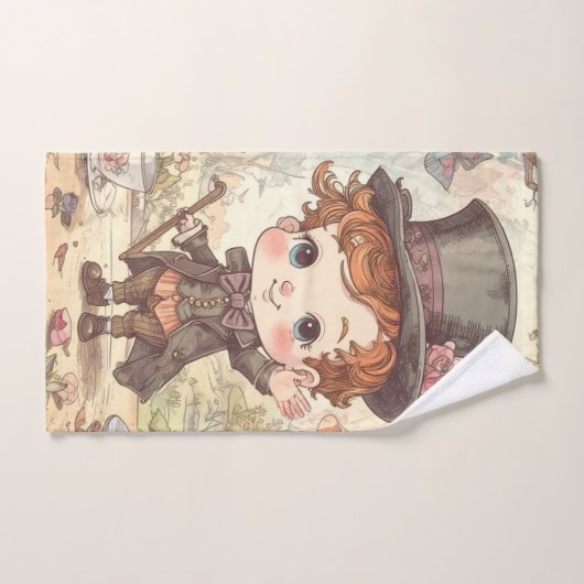 Cute Mad Hatter Whimsical Wonderland Woodland Art Bad Handdoek (Handdoek)