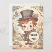 Cute Mad Hatter Whimsical Wonderland Woodland Art Bedankkaart (Voorkant)