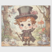 Cute Mad Hatter Whimsical Wonderland Woodland Art Cadeaupapier (Vlak)