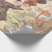 Cute Mad Hatter Whimsical Wonderland Woodland Art Cadeaupapier (Hoek)