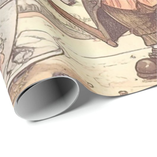 Cute Mad Hatter Whimsical Wonderland Woodland Art Cadeaupapier (Rol Hoek)