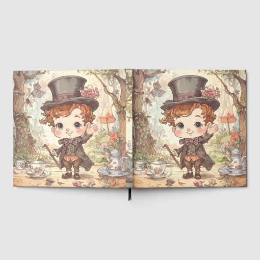 Cute Mad Hatter Whimsical Wonderland Woodland Art Gastenboek (Volledig)