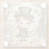 Cute Mad Hatter Whimsical Wonderland Woodland Art Glazen Onderzetter (Achterkant)