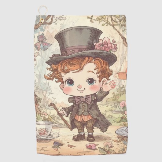 Cute Mad Hatter Whimsical Wonderland Woodland Art Golfhanddoek (Voorkant)