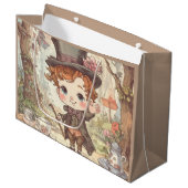 Cute Mad Hatter Whimsical Wonderland Woodland Art Groot Cadeauzakje (Voorkant Gekanteld)