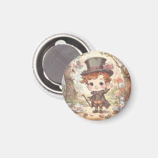 Cute Mad Hatter Whimsical Wonderland Woodland Art Magneet (Voorkant / Achterkant)