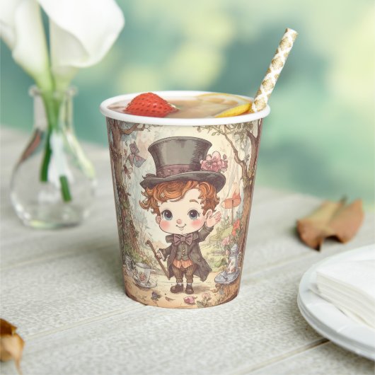 Cute Mad Hatter Whimsical Wonderland Woodland Art Papieren Bekers (Insitu)