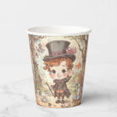 Cute Mad Hatter Whimsical Wonderland Woodland Art Papieren Bekers (Achterkant)