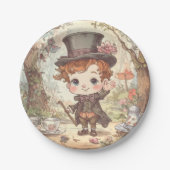 Cute Mad Hatter Whimsical Wonderland Woodland Art Papieren Bordje (Voorkant)