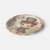 Cute Mad Hatter Whimsical Wonderland Woodland Art Papieren Bordje (Gekanteld)