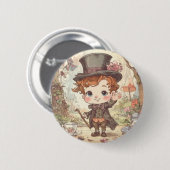 Cute Mad Hatter Whimsical Wonderland Woodland Art Ronde Button 5,7 Cm (Voorkant /achterkant)