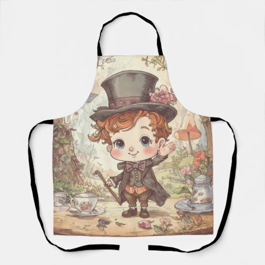 Cute Mad Hatter Whimsical Wonderland Woodland Art Schort (Voorkant)
