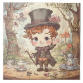 Cute Mad Hatter Whimsical Wonderland Woodland Art Tegeltje (Voorkant)