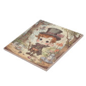 Cute Mad Hatter Whimsical Wonderland Woodland Art Tegeltje (Zijkant)