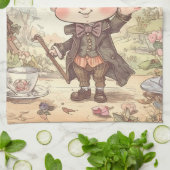 Cute Mad Hatter Whimsical Wonderland Woodland Art Theedoek (Gevouwen)